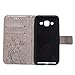 Galaxy J3 Case, LANDEE Advanced Pressed Flowers Series The Unique Design PU Leather Wallet Stand Flip Case Cover for Samsung Galaxy J3 (2016) DUOS (5,0 Inch) Gray (J3-P-0402)
