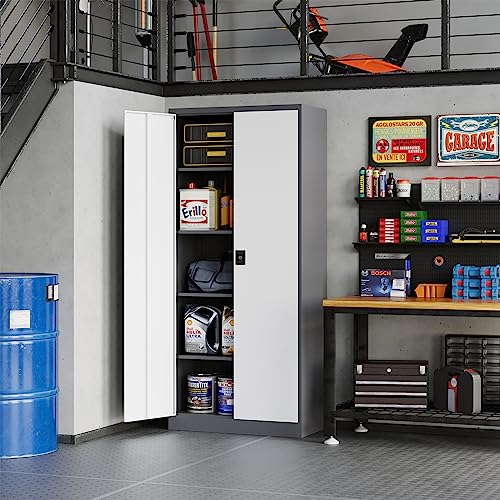 Metal Home Office Storage Cabinet with Shelves and Locking Doors