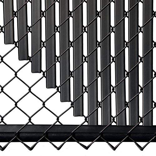 Tube Slats Made in America Privacy Inserts for Chain-Link Fence, Double-Wall Vertical Bottom-Locking Slats for 6' Fence Height (Black)
