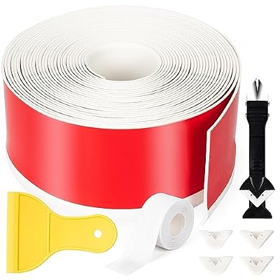 Flexible Baseboard Trim Molding, 4inch x 40ft Easy Install Peel and Stick Wall Molding Trim Kit with Caulk Tape & Caulking Tool Included, Transform Spaces with Vinyl Self-Adhesive Rubber Baseboard