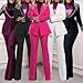 Ecirod Women's Fashion 2 Piece Suit Business Work Outfits Pearls Long Sleeve One Button Blazer and Slim Fit Pants Sets Purple