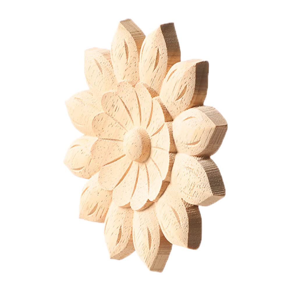 Applique in legno intagliato, 1pc Corner Onlay Onlay Armadio per porta in stile rosa Sculture di fiori rosa, dipinto per la decorazione della parete della casa