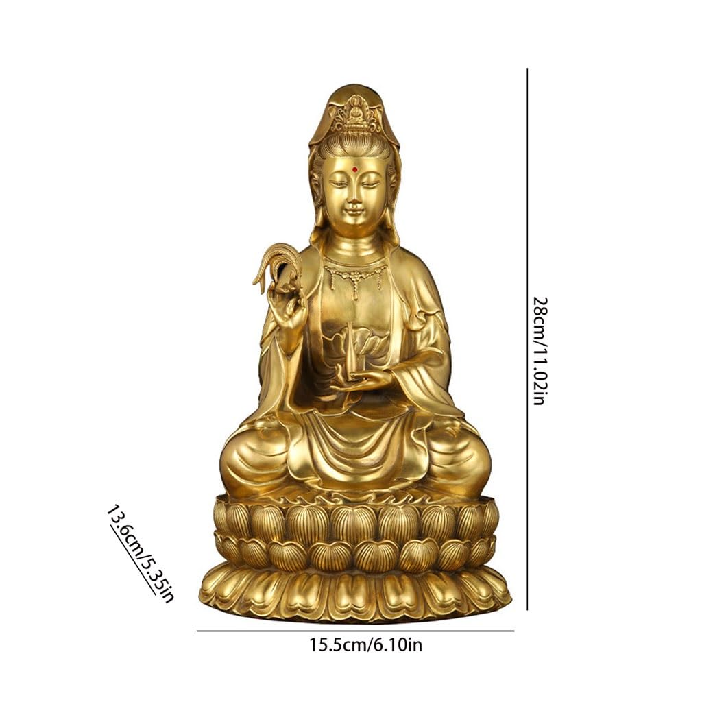 Posąg Buddy do wnętrz Mosiądz Guanyin Brązowy Statuetka Ozdoby Do Medytacji Guanyin Biuro Hostel Ozdoby Medytująca Posąg Buddy Figurka Rzeźba