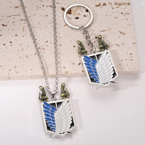 Image of AOT Wings of Freedom Charm Keychain - Shingeki No Kyojin Chain - Anime Gifts for Men Women and Fans, Wings of Freedom Keychain, One Size