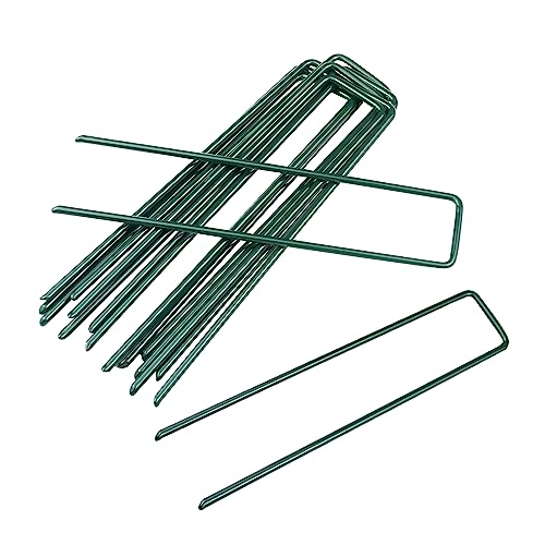 10 Pack Galvanized Landscape Staples, 6 Inch U-Shaped Garden Stakes,