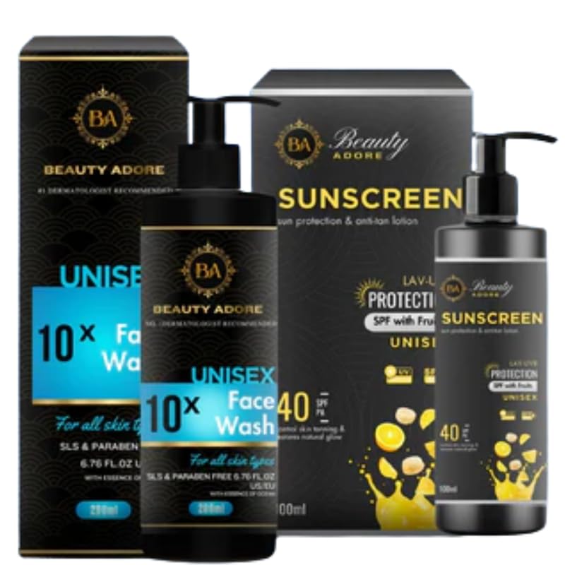Beauty Adore Sunscreen & Face Wash Combo for Men & Women | Daily Cleansing & Sun Protection, Deep Cleansing Face Wash, SPF 50 PA+++, Suitable for All Skin Types-image-5
