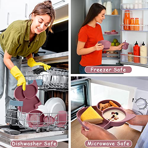 Mummentos Silicone Baby Feeding Set - Baby Led Weaning Supplies, Toddler Utensils, Transition Sippy Cups For Baby, Baberos Para Bebe, Suction Plates For Baby, Silicone Bibs For Babies. (Rose Pink) #TOP4