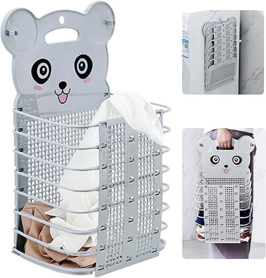 VAALYATOYS Laundry Hamper Bag – Hanging Collapsible Slim Mesh Dirty Clothes Organizer | Plastic Frame Laundry Basket for Bedroom, Bathroom & Travel | Space Saving Laundry Storage Bag (Grey_Pack of 1)-image-41