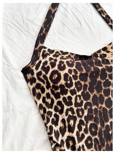 Image of Floerns Women's Cute Summer Halter Neck Floral Leopard Print Short Sundress