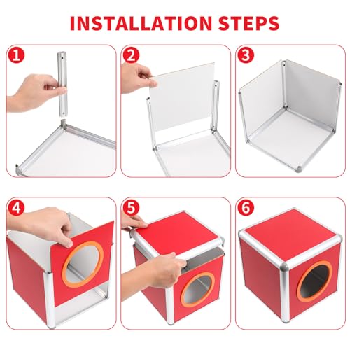 Caja para sorteo roja con superficie lisa lavable y paneles estables 4