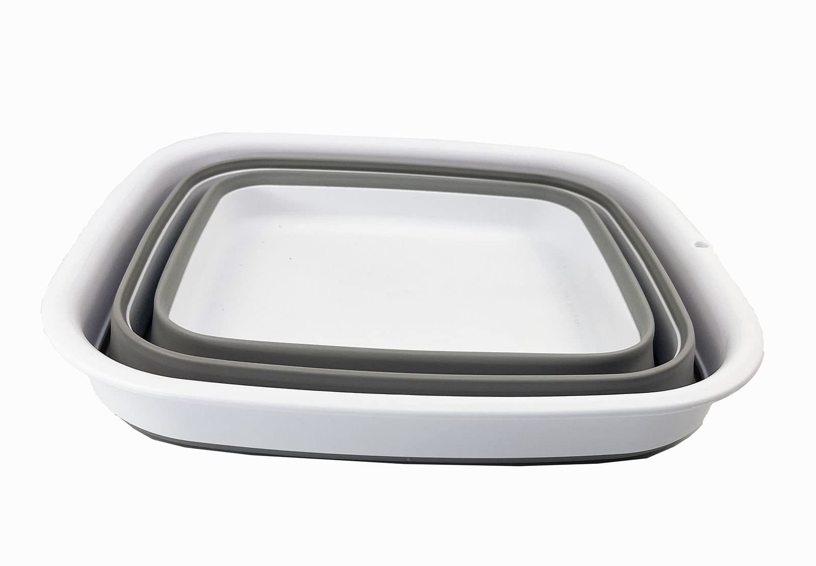 SAMMART Bacinella pieghevole in plastica da 15 l, lavabo portatile, salvaspazio, facile da riporre (bianco/grigio)
