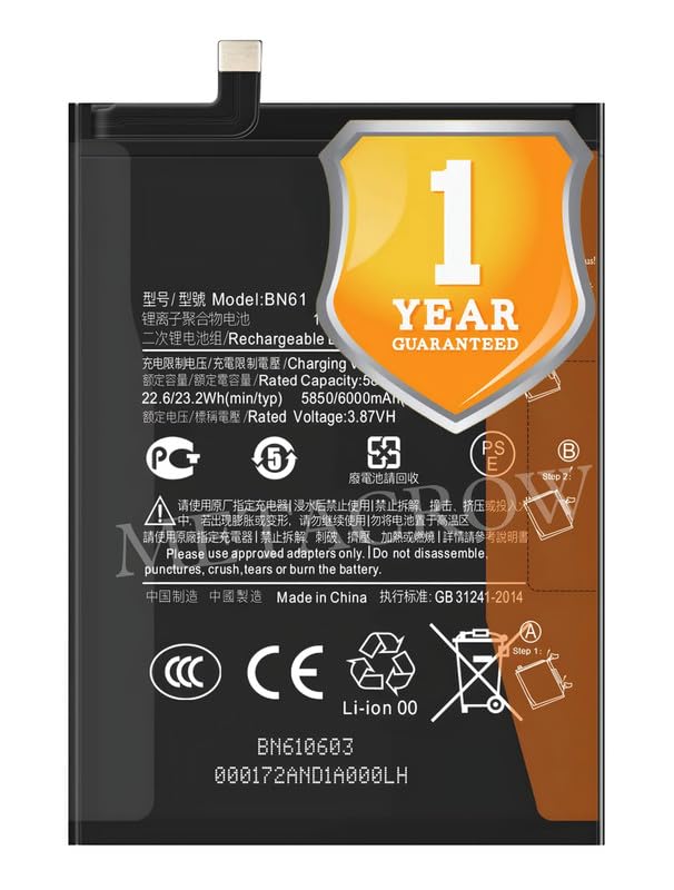Image of Original BN61 Battery Compatible for Xiaomi Poco X3 (MZB07Z0IN, MZB07Z1IN, MZB07Z2IN, MZB07Z3IN, MZB07Z4IN, MZB9965IN, M2007J20CI) - (6000mAh) - 1 Year Warranty K7