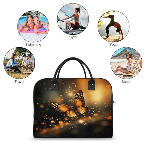 Maletín ligero para laptop unisex naranja con mariposa miniatura 4