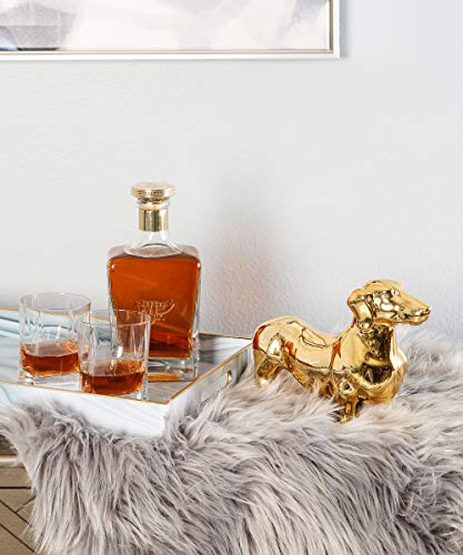 Nayothecorgi Dachshund Dog Statue - Metallic Gold Standing Ceramic Dog Statue - Decorative Dog Sculpture For Garden Or Home Décor - Dachshund Dog Outdoor Statue - (10.82” X 3.62” X 6.61”) #TOP6