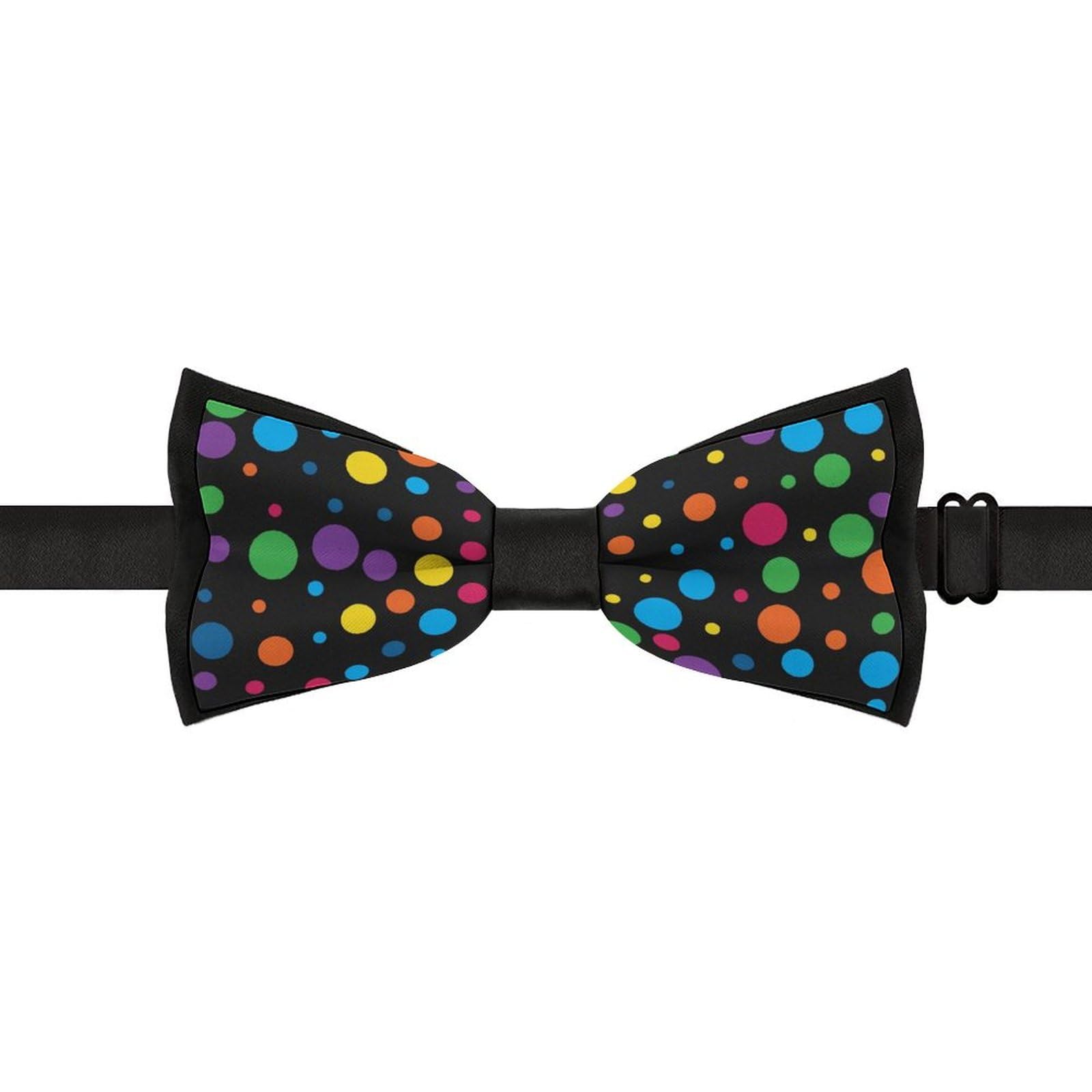 GoasNei Rainbow Splatter Neon on Dark Bow Tie for Men Adjustable Necktie Funny Tie Neck Ties for Weddings Party