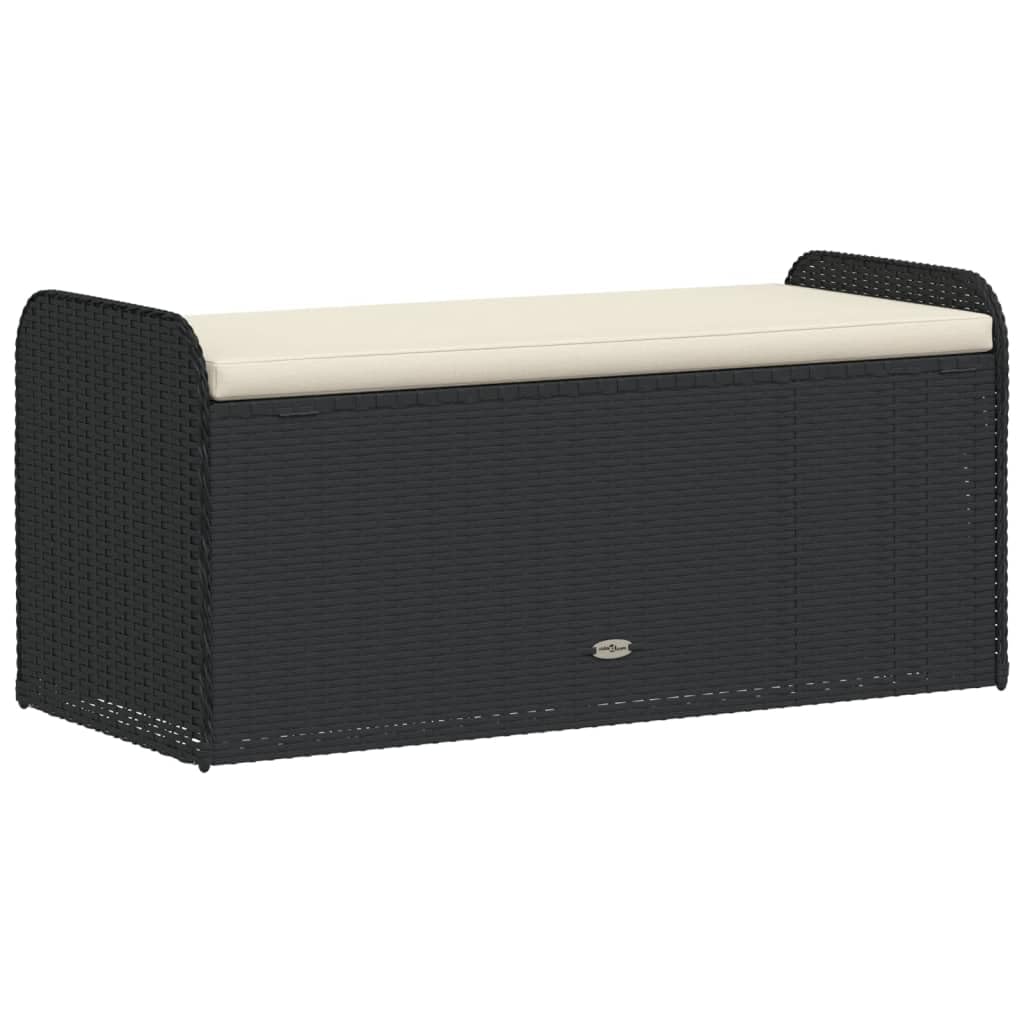 Banco de almacenamiento 115 cm, Negro, Resina Trenzada