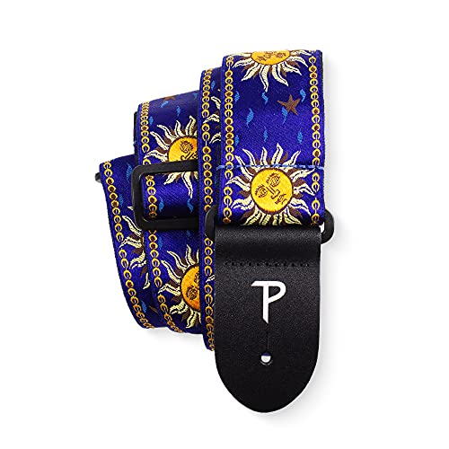 P Perri's Leathers Ltd. ジャガード ギターストラップ TWS-7009 SUNS-BLU 青い