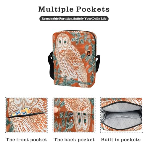 Orange Asthetic Owl messenger bag Crossbody Bags For Women Everyday Purses Adjustable Strap for Shopping work2