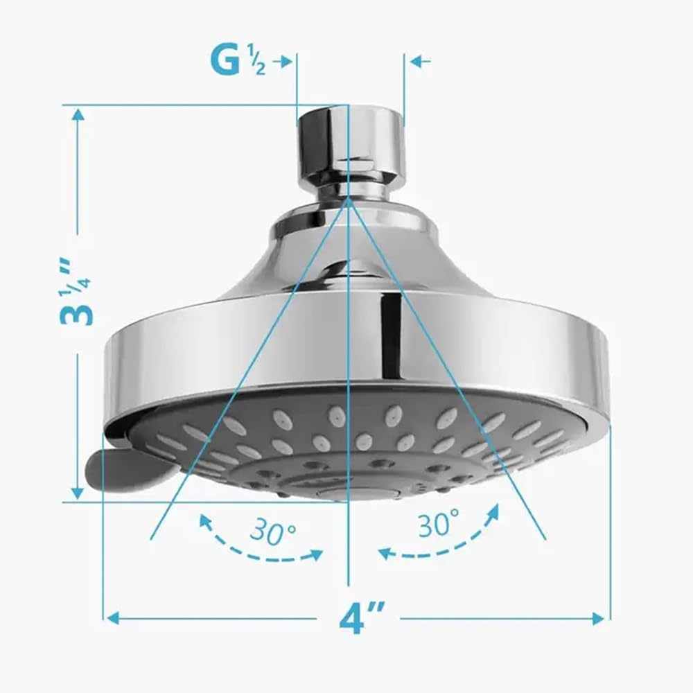 Soffione Doccia Fisso Anticalcare 5 Impostazioni 360° Rotondo 2.5 GPM