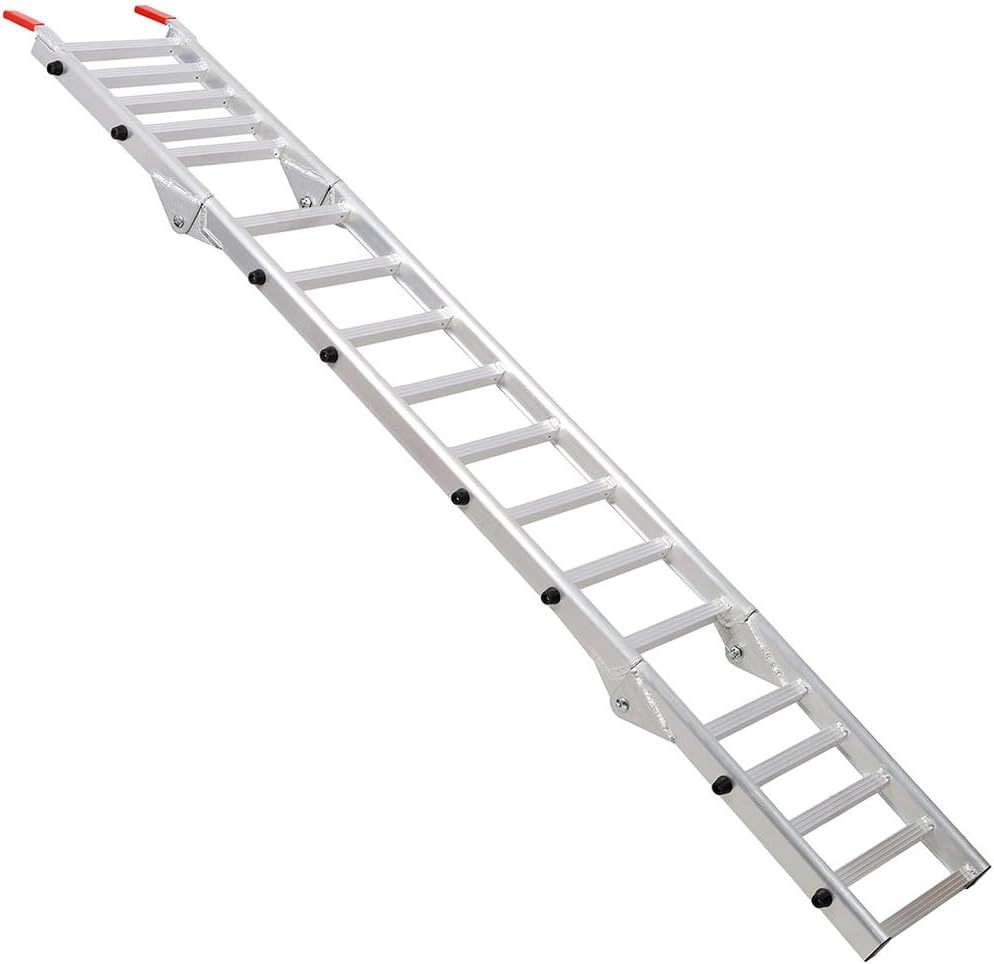 1 Pair Aluminum Ramps, 47"×15" Heavy-Duty Trailer Ramps with Anti-Slip Metal Ramp and Tailgate Extender Combo Ideal for Loa ding Motorcycles, Bicycles, ATVs, & Lawnmowers