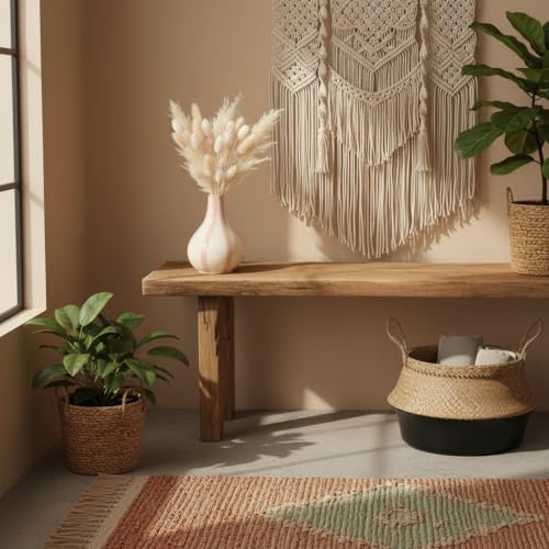 Image of PUREZENTO Pink & White Striped 'Tulip Bud' Ceramic Vase 6 Inch (Pack of 1) | Unique Modern Bud Vase for Dried Flowers & Pampas Grass | Vases for Modern Home Decor, Living Room & Office Decor Ideas