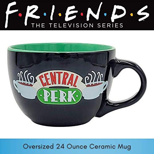Silver Buffalo Friends Central Perk Black Ceramic Mug Oversized For Coffee, Soup, 24 Ounces #TOP1