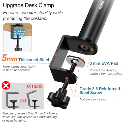 Vondynote BASIC STANDS Set Of 2 Desktop Clamp Speaker Stands Short Studio Monitor Stands Height Adjustable thumb #3