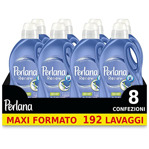 Perlana Renew Sport - Detergente para lavadora, elimina el olor a sudor, 8 x 1,440 l
