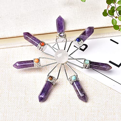 Pyramide 7 chakras contre le stress : améthyste et obsidienne naturelle - 3