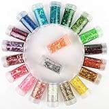 Face Glitter, Eye Glitter, 20 Jars Each Glitter Set, 20 Assorted Color Nail Glitter, Cosmetic Face B
