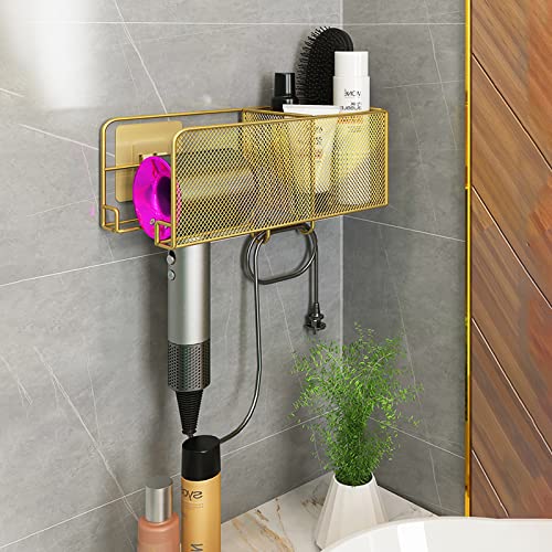Support seche-cheveux mural sans percage pour ranger les cables au mur