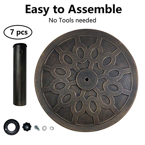 ALLADINBOX 18\" 26.5-lbs Outdoor Living Heavy Duty Round Antiqued Patio Umbrella Base,Bronze