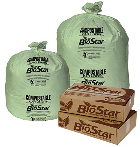 Image of BioStar Compostable 40 x 46 1 Mil Green Perforated Can Liner Roll - 100 per case.