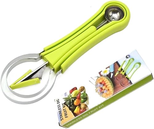 Juego profesional de cucharas de melón 4 en 1, cuchillo de tallar, removedor de semillas de frutas de acero inoxidable, bailarina de melón de doble