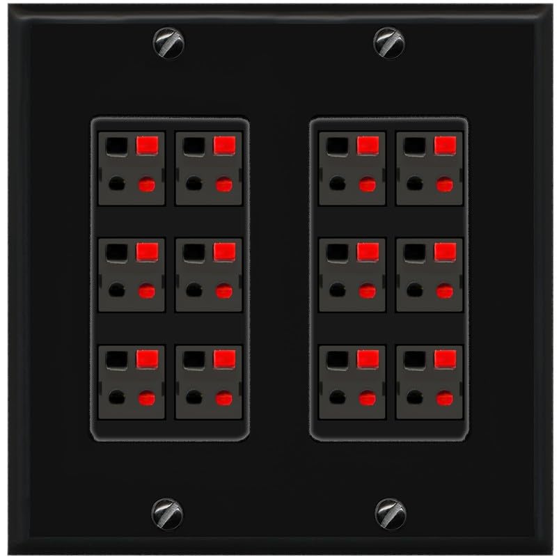 RiteAV 12.0 Surround Sound Speaker Cable Terminal Wire Wall Plate for Home Theater - 2 Gang [White]