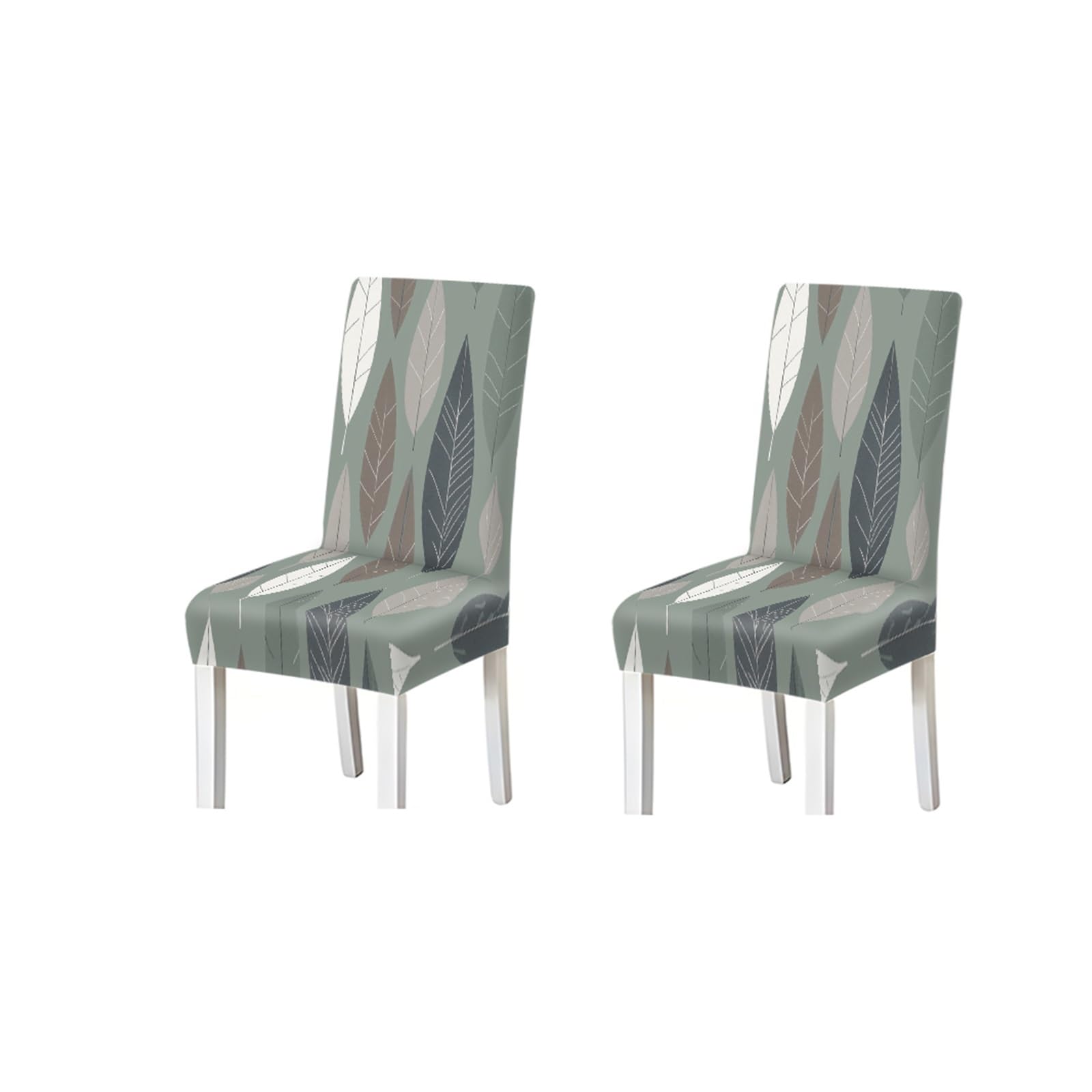 KXUAUV Sage Green Neutral Leaf Botanical Print Stretch Dining Chair Covers, For Home Kitchen Dining Room Party, 2/4/6 PCS Seat Protectors for Restaurant Hotel Party(2PCS Chair cover)