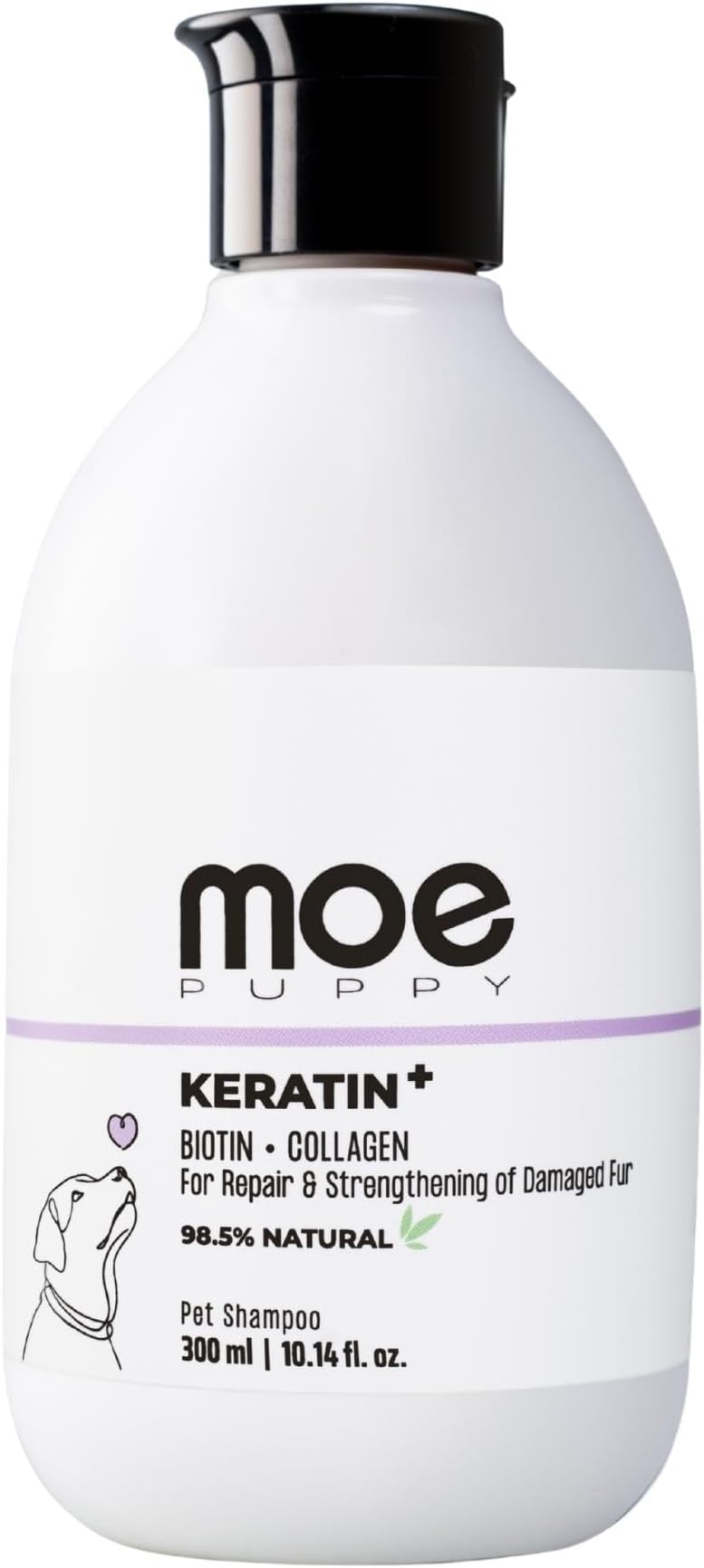 Moe Keratin Plus Pet Shampoo for Repair and Strengthening Damaged Fur| Natural Pet Shampoo Made with Plant Based Ingredients | Sulfate & Paraben Free, pH Balanced for Pets (300 ML)