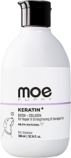 Keratin Plus Pet Shampoo for Repair and Strengthening Damaged Fur Natural Pet Shampoo Made with Plant Based Ingredients Sulfate & Paraben Free, pH Balanced for Dogs and Cats White 300 ml