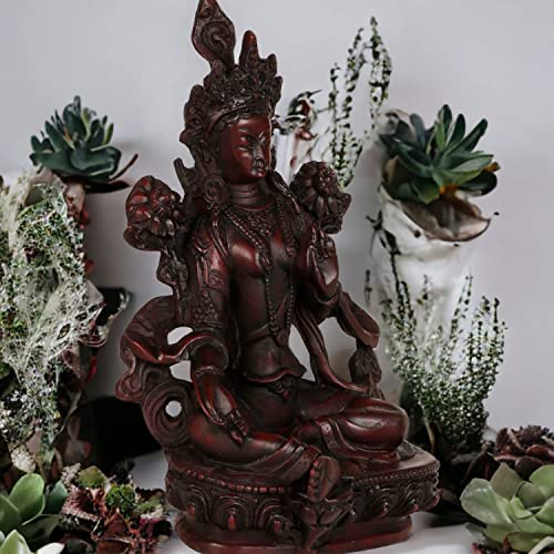 Resin Tibetan Buddhist Red Tara Maa Statue Goddess,Decorative Showpiece (Height 15 CM)