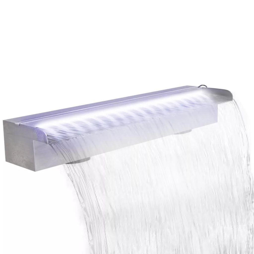 Tidyard Fontana a Cascata per Giardino Rettangolare Acciaio Inox 150 cm / 60 cm e LED / 120 cm e LED