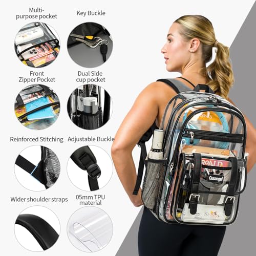 Cusangel Clear backpack for men women (Black)2