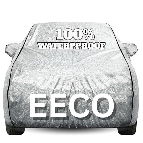 Image of Waterproof Car Body Cover - 100% Water Proof Custom Fit New Car Covers, Outdoor Full Protecting Cover for Eeco (All Models) with Free Storage Bag - UV, Rain & Dust, All Weather Protection