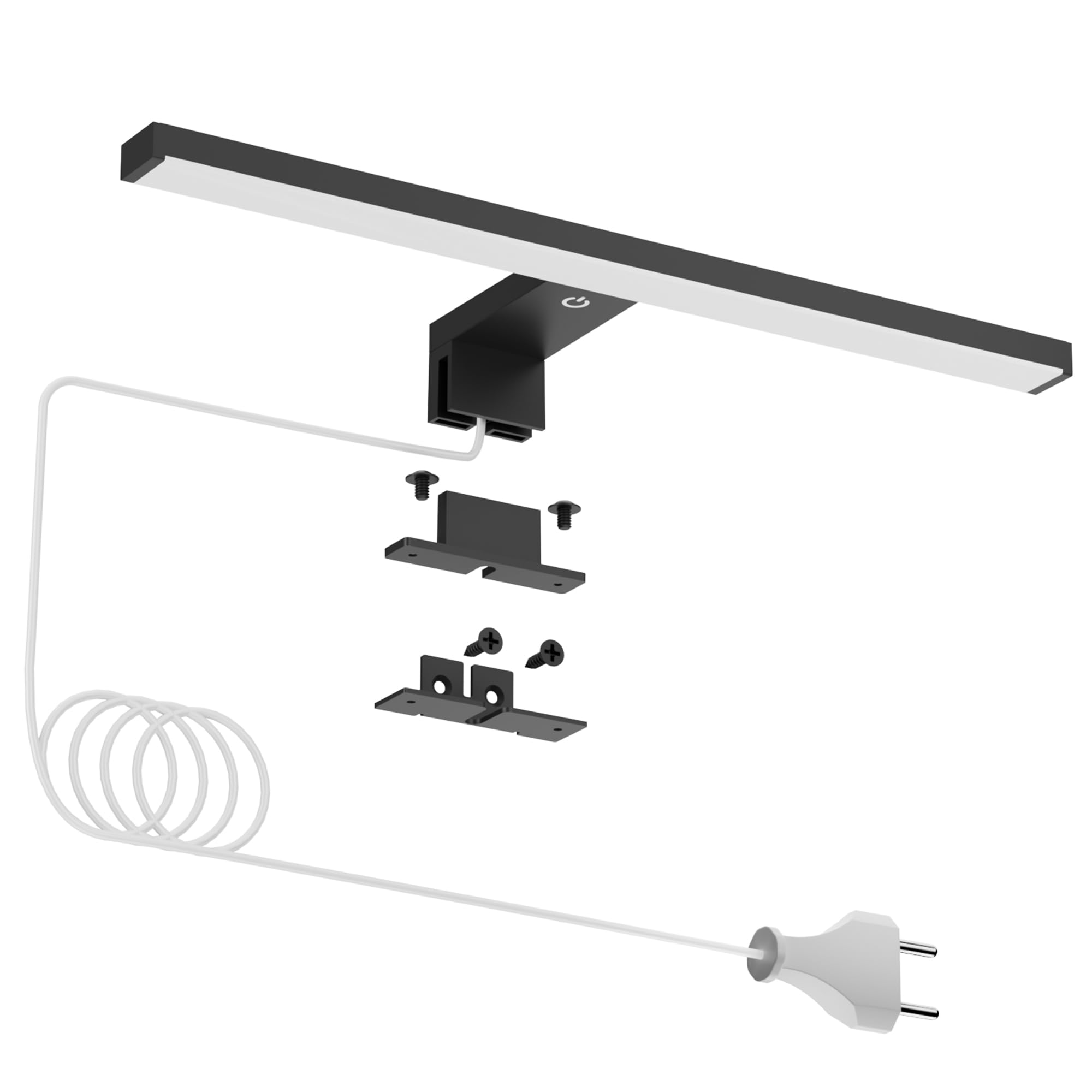 DEELUX Spiegelleuchte Bad Mit Touch-Schalter,Dimmbares LED Spiegellicht(80~800 lm) 10W 40cm,4000K Neutralweiß,IP44 Wasserdicht Badezimmer Lampe Wand,Spiegel Beleuchtung,Spiegellampe Schwarz