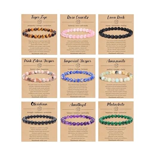 BOMAIL Crystal Gemstone Stretch Bracelet Set