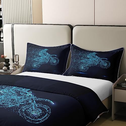 Homewish Teens Dirt Bike 100% Cotton Duvet Cover Double, Motocross Rider Bedding Set - Image 4