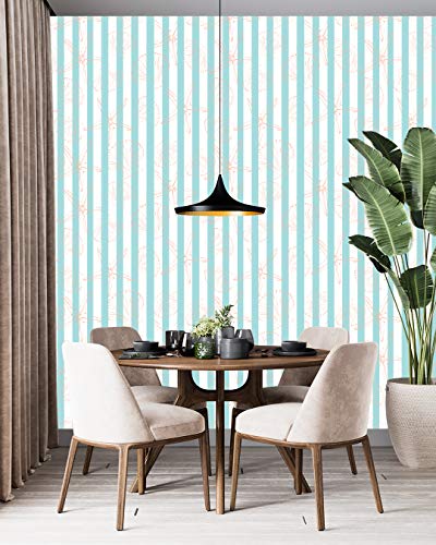 Image of DWELLSINDIA Sea Creatures in Stripes Self Adhesive Wallpaper Waterproof, Scratch Resistant, Laminated 41cm x 244cm