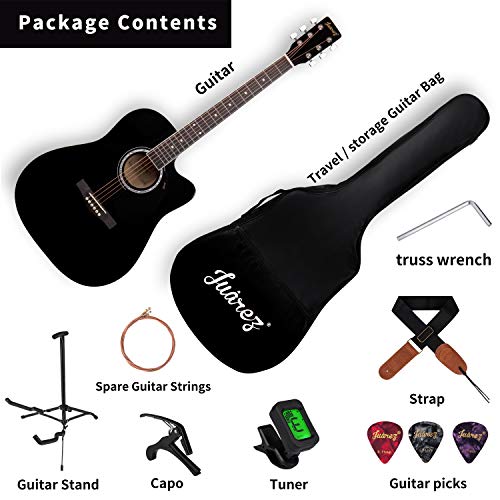 Image of JUAREZ Arpeggio 41 Inch Acoustic Guitar Kit, JRA41SP-BK-K Spruce Top, Black