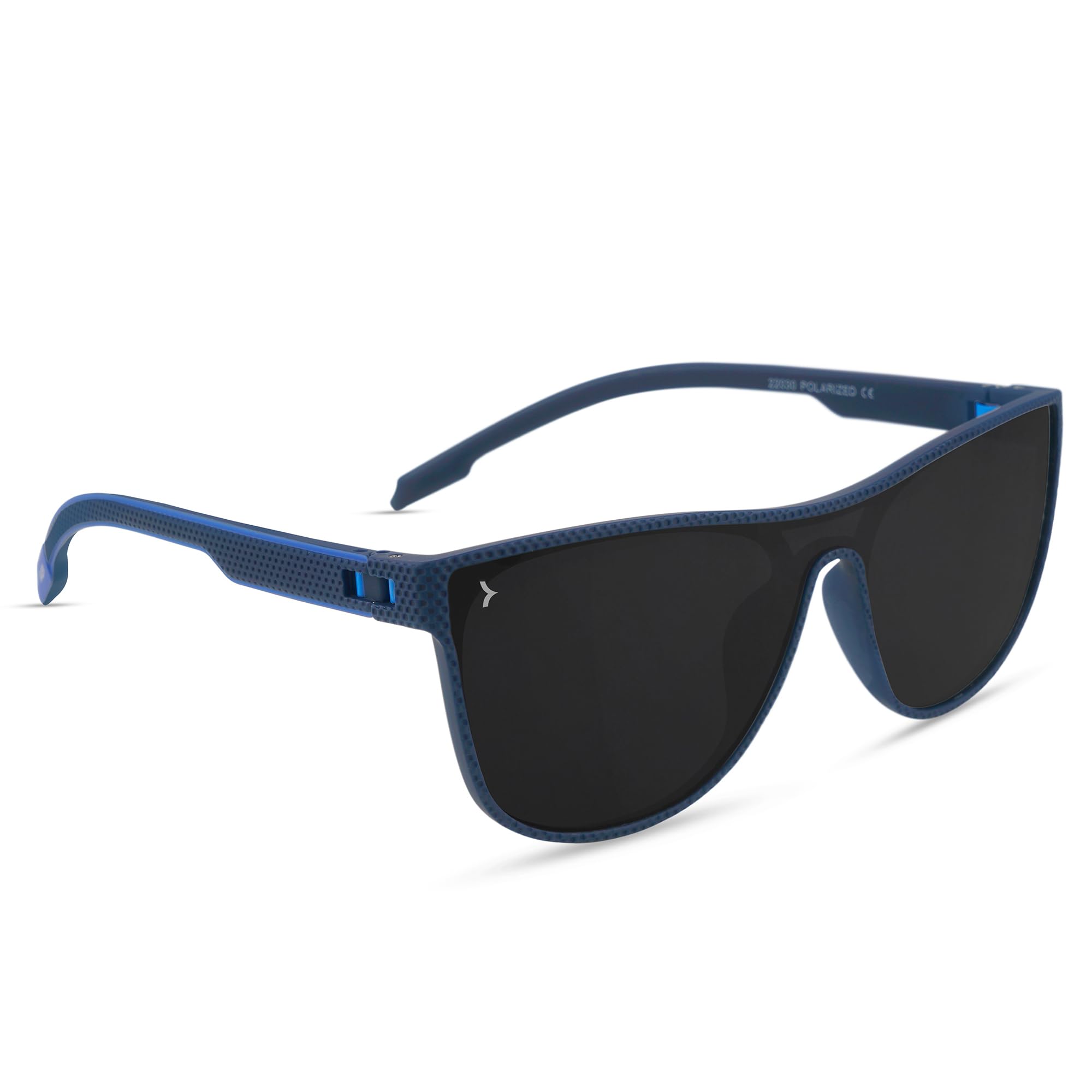 KAEN | Polarized Full Rim Rectangular Branded Stylish Sunglasses For Men & Women | 100% UV Protection Shades | Cricket Sports Cycling Driving | Black Lens | Medium | Krew Blue