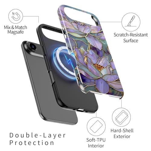 Image of Goodon for iPhone Air Case Cute - Wireless Charging Compatible - Dual-Layer Hard Shell + Silicone Cover - Protective Phone Case with Trendy Designs for Women - Abstract Lotus