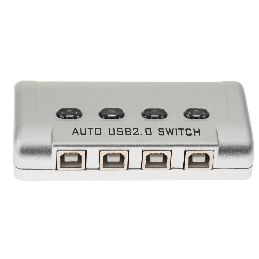 Qianly Conmutador/concentrador USB 2.0 de 4 Puertos con Función de Compartición Automática para Impresoras Y Escáneres.